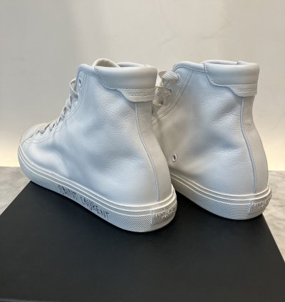 Malibu Mid Top Sneakers In Smooth Leather Optical White