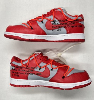 New Nike Off-white University Red Dunk Low Virgil Abloh
