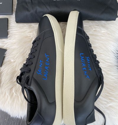New Super Limited Runway Saint Laurent Logo Leather Sneakers