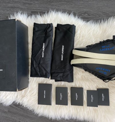 New Super Limited Runway Saint Laurent Logo Leather Sneakers