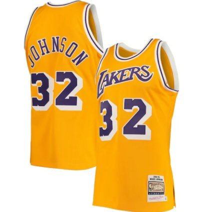 Magic Johnson Los Angeles Lakers 198485 Hardwood Classics Authentic Jersey - Gold