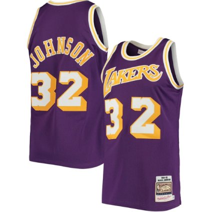 Magic Johnson Los Angeles Lakers 198485 Hardwood Classics Authentic Jersey - Purple