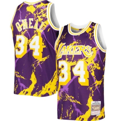 Shaquille Oneal Los Angeles Lakers 199697 Hardwood Classics Marble Swingman Jersey - Purple