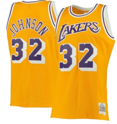 Magic Johnson Los Angeles Lakers 198485 Hardwood Classics Swingman Jersey - Goldpurple