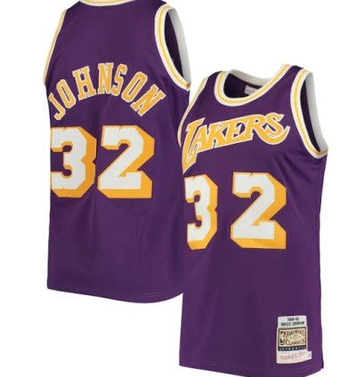 Johnson Los Angeles Lakers 198485 Hardwood Classics Authentic Jersey - Purple