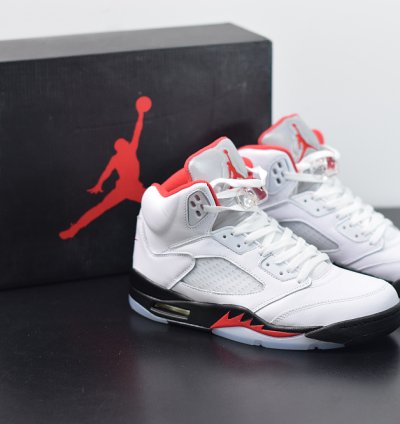 Nike Air Jordan 5 Retro Fire Red Silver Tongue