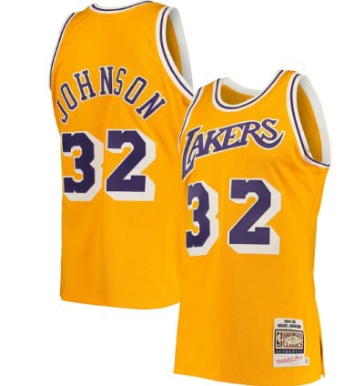 Johnson Los Angeles Lakers 198485 Hardwood Classics Authentic Jersey - Gold