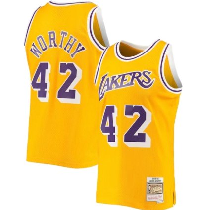 James Worthy Los Angeles Lakers 198485 Hardwood Classics Swingman Jersey - Gold