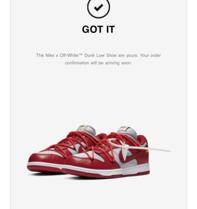 Nike Off-white University Red Dunk Low