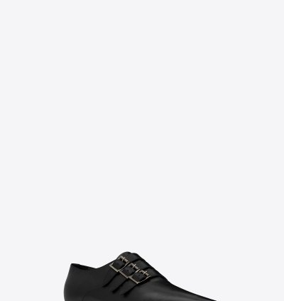 O1bcso1str0125 Stan Monkstraps In Smooth Leather In Black