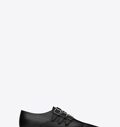 O1bcso1str0125 Stan Monkstraps In Smooth Leather In Black