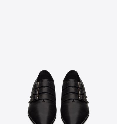 O1bcso1str0125 Stan Monkstraps In Smooth Leather In Black