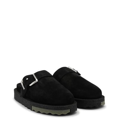 O1gr1nt1124 Suede Spongesole Clogs In Black