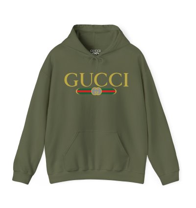 Gucci Gg Logo Military Green Hoodie - Size Usa