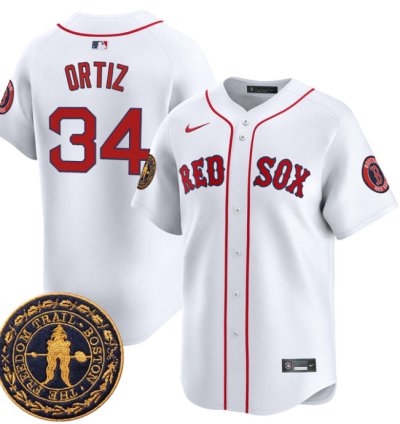 David Ortiz Jersey 34 Boston Red Sox Freedom Trail Patch Vapor Premier Limited Stitched White