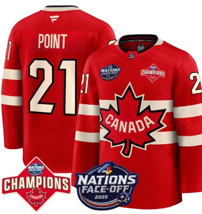 Mens Brayden Point Jersey 21 Canada 4 Nations Face-off 2025 Champions Red