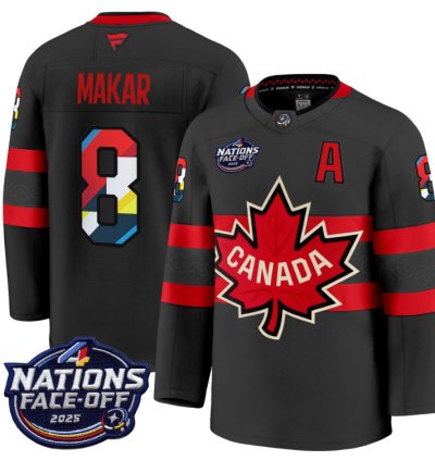 Mens Cale Makar Jersey 8 Canada 4 Nations Face-off 2025 V2 Stitched Black