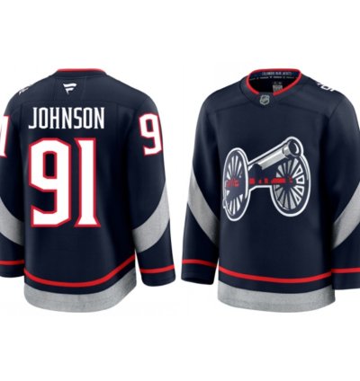 Mens Kent Johnson Jersey 91 Columbus Blue Jackets 2025 Stadium Series