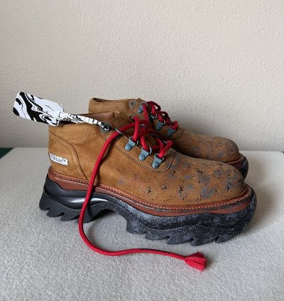 Off White Chunky Ridged Sole Low Top Boots In Brown