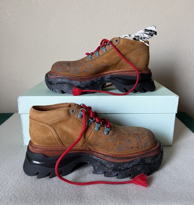 Off White Chunky Ridged Sole Low Top Boots In Brown
