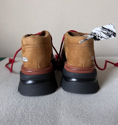 Off White Chunky Ridged Sole Low Top Boots In Brown