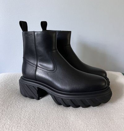 Off White Exploration Motor Ankle Boots In Black