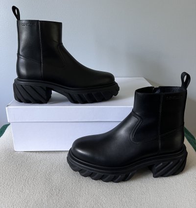 Off White Exploration Motor Ankle Boots In Black