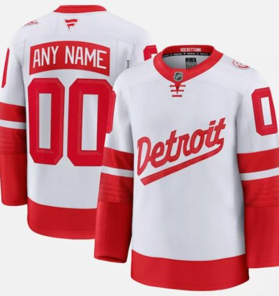 Mens Custom Detroit Red Wings Jersey White 2025 Stadium Series Stitched