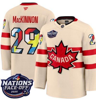 Mens Nathan Mackinnon Jersey 29 Canada 4 Nations Face-off 2025 V2 Cream