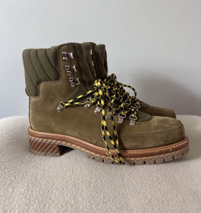 Off White Gstaad Suede Lace Up Boots In Sand Green