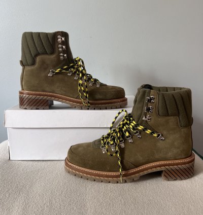 Off White Gstaad Suede Lace Up Boots In Sand Green