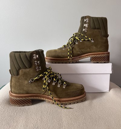 Off White Gstaad Suede Lace Up Boots In Sand Green