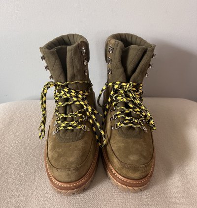 Off White Gstaad Suede Lace Up Boots In Sand Green