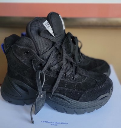 Off White High Top Hiker Boots Black