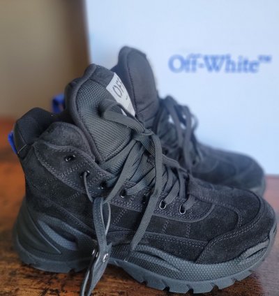 Off White High Top Hiker Boots Black