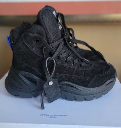 Off White High Top Hiker Boots Black