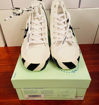 Off White Mid-top Sneakers - Vulcanized Shoes