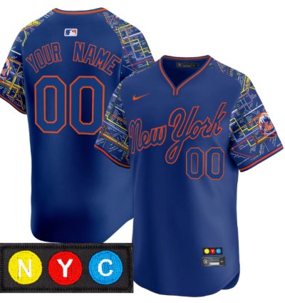 Custom New York Mets Jersey Subway Style Vapor Premier Limited Stitched Royal