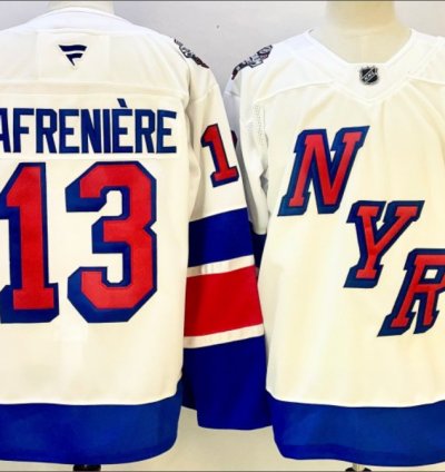 Mens Alexis Lafreniere Jersey 13 New York Rangers White 2024-25 Stadium Series