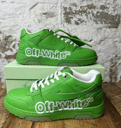 Off White Out Of Office Green Spellout Sneaker Size 11 New