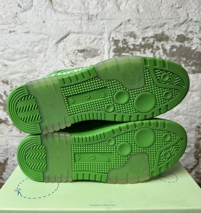Off White Out Of Office Green Spellout Sneaker Size 11 New