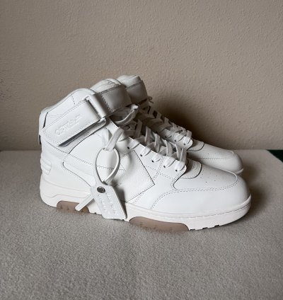 Off White Out Of Office Mid Top In White Leather