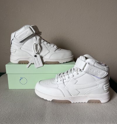 Off White Out Of Office Mid Top In White Leather