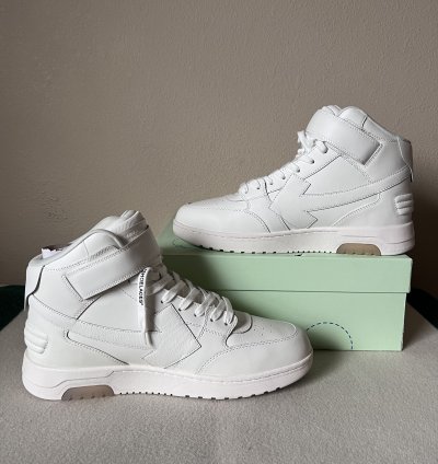 Off White Out Of Office Mid Top In White Leather