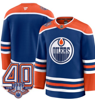 Mens Team Jersey Edmonton Oilers 40th Anniversary Patch Premium Stitched Home