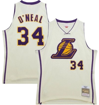 Shaquille Oneal Los Angeles Lakers Chainstitch Swingman Jersey - Cream