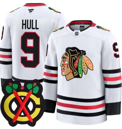 Bobby Hull Jersey 9 Chicago Blackhawks Winter Classic Patch Stitched Black