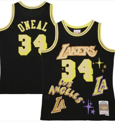 Shaquille Oneal Los Angeles Lakers 199697 Swingman Sidewalk Sketch Jersey - Black