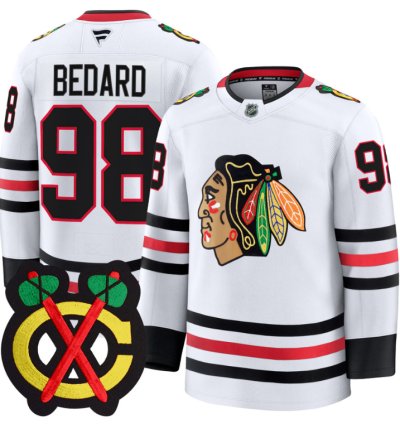 Connor Bedard Jersey 98 Chicago Blackhawks Premium All Stitched White