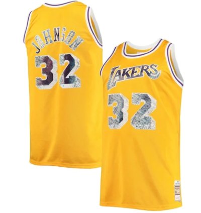 Magic Johnson Los Angeles Lakers Big Tall 198485 Nba 75th Anniversary Diamond Swingman Jersey - Gold